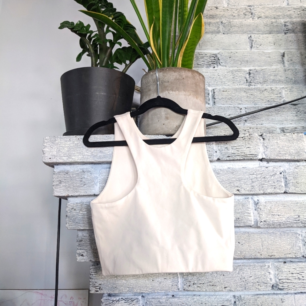 Girlfriend Collective Ivory White Dylan Tank Sports Bra - Picture 4 of 5